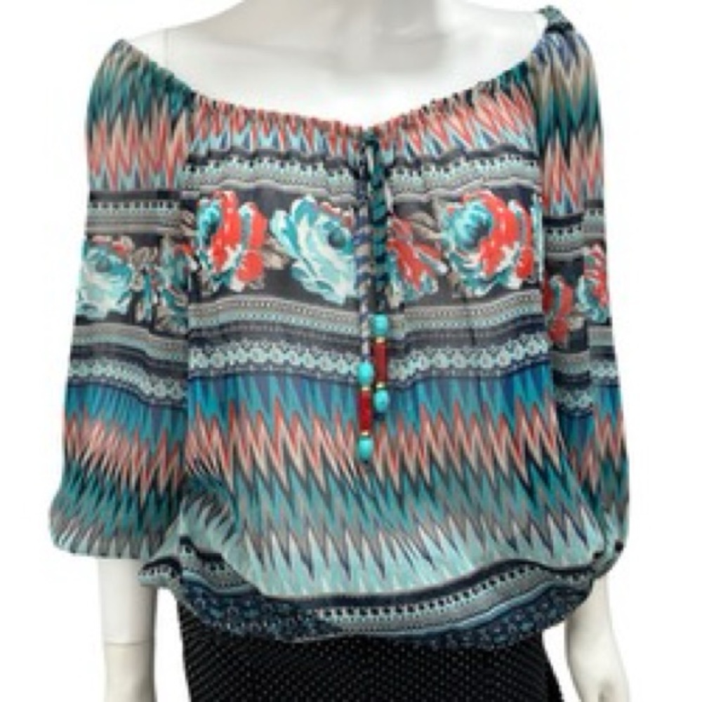 Chic Multicolor Off-Shoulder Blouse - image 4